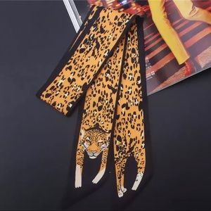 Brand New Leopard Black Twilly Scarf